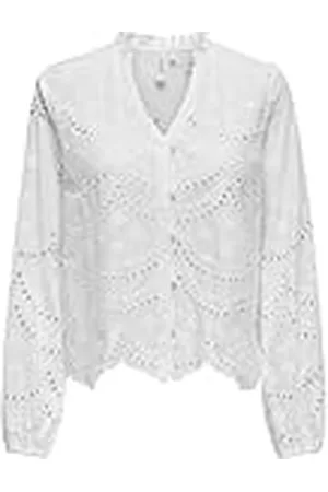 ONLY Onlbine Lalisa Ls V-hals Emb WVN Top voor dames, , XL