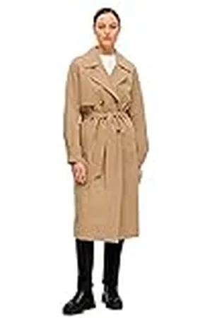 SELECTED Vrouwelijke trenchcoat met dubbele rij knopen, , 42