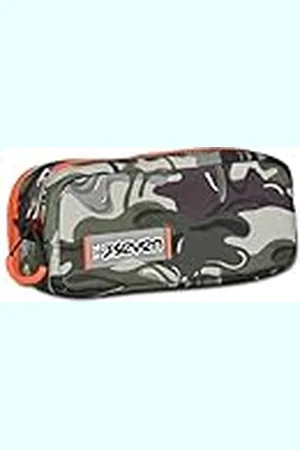 7 for all Mankind School-etui met 2 ritssluitingen, groen , Lightventure, dubbel vak met organizer, vakken en elastieken voor pennen, accessoires, rugzak, medium, bovenaan, kinderen, jongens, , Eén