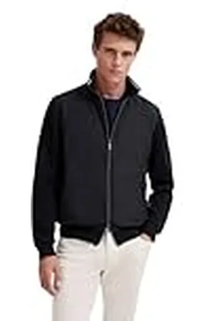Bugatti Heren sweatshirt sweatjack ritssluiting opstaande kraag lange mouwen, , S