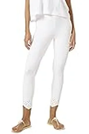 HUE Embroidered Hem Cotton Skimmer Legging White XS