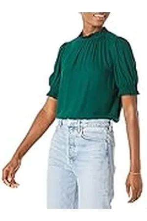 Amazon Dames Fluid Twill korte pofmouw Smock Detail Shirt, , S