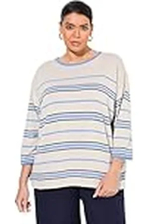 Ulla Popken Dames grote maten grote maten plus size gebreide trui strepen, , 50-52