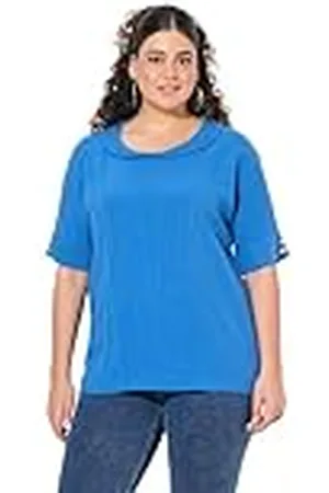 Ulla Popken Blouse met sjaalkraag voor dames, grote maten, plussize, linnenmix, , 62-64