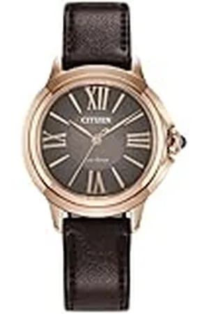 Citizen Dameshorloge Eco-Drive Solar met lederen band en Romeinse cijfers, , Riemen.