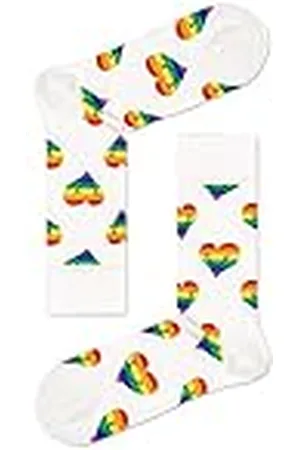 Happy Socks Pride Heart, Kleurrijke en Leuke, Sokken voor Dames en Heren, Blauw-Rood-Groente-Geel (36-40)