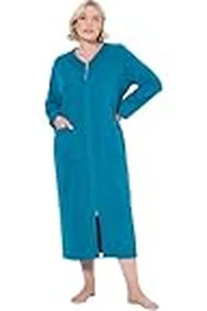 Ulla Popken Badjas voor dames, grote maten, plussize badjas, 2-weg rits, badstof, knuffelzacht, , 58-60
