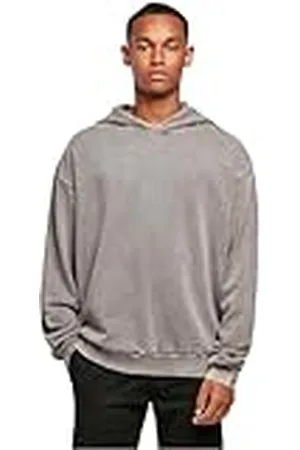 Build Your Brand Heren Acid Washed Oversized Hoody Pullover met capuchon, asfalt, M