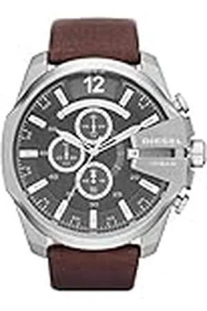 Diesel Mega Chief Chronograph bruin leren horloge