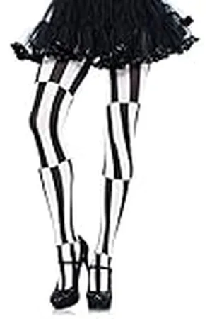 Leg Avenue 7904 - ondoorzichtige gestreepte panty met optische illusie zwart / wit kostuum dames carnaval, eenheidsmaat (EUR 36-40)