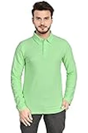 Sleepdown Mannen Casual Plain Pique Polo Shirt Lange Mouw Katoen Top Tee Sport Golf Tennis Shirts, , M