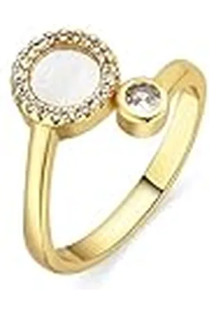 Luxenter Witte parelmoer en 18K gouden Yaran metalen ring - geen edelsteen, metaal, geen edelsteen, Metaal, Geen edelsteen