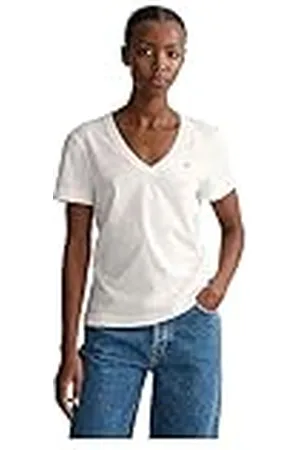 GANT Reg Shield Ss T-shirt met V-hals voor dames, , 5XL