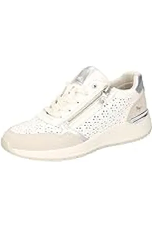 Mustang Dames 1487-303 Lage veterschoen, wit/zilver, 40 EU, , 40 EU