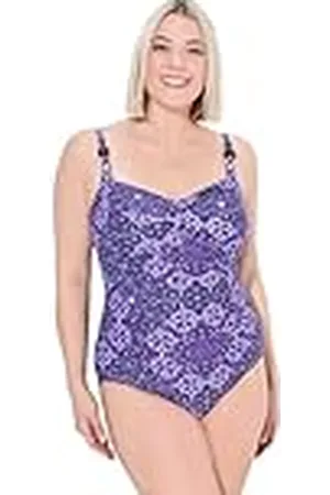 Ulla Popken Dames grote maten grote maten plus size badpak, iris, sieradendetailbandjes, , 50