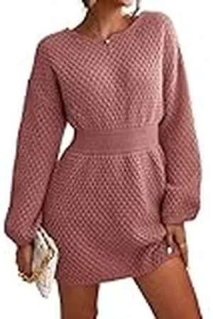 Cupshe Vrouwen Casual Jumper Jurk Bodycon Lange Mouw Trui Jurk Effen Herfst Winter Casual Gebreide Jurken, , M