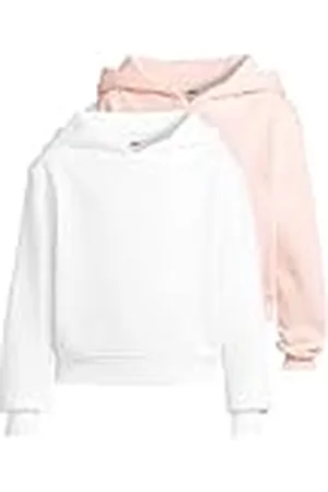 Build Your Brand Meisje Capuchontrui, 65% Katoen, 35% Polyester, Wit + Pink, 110-116, , 110-116