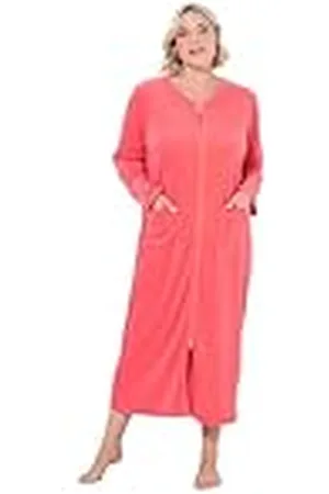 Ulla Popken Badjas voor dames, grote maten, plussize badjas, 2-weg rits, badstof, knuffelzacht, , 54-56
