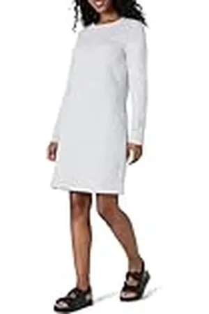 Amazon Ronde hals lange mouwen Franse Terry Fleece boven de knie jurk Sweatshirt, lichtgrijs Heide, XL