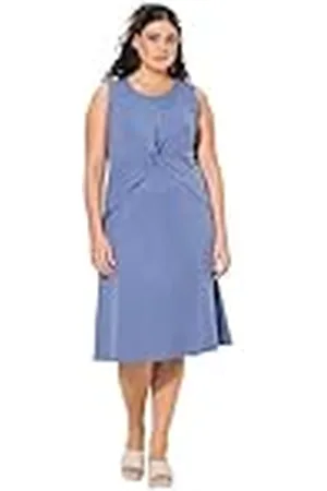 Ulla Popken Dames grote maten plus size jersey jurk met knoopdetail, , 58-60