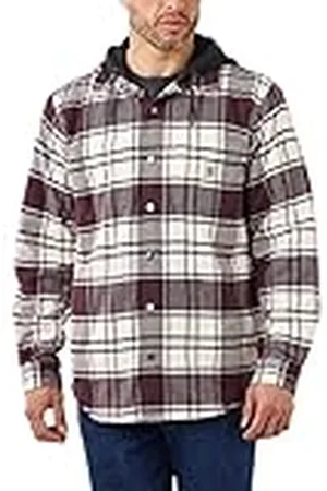 Carhartt Heren Rugged Flex Relaxed Fit Flannel Fleece Lined Hooded Jacket Work Utility Button Down Shirt, , M