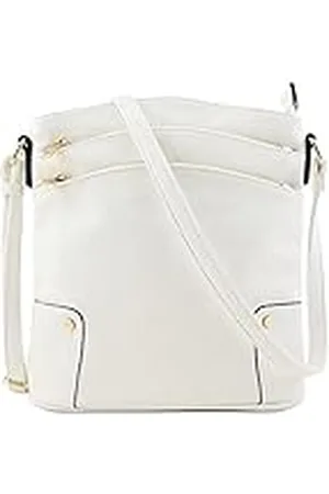 Alyssa Triple Zip Pocket Grote Crossbody Tas, , One Size