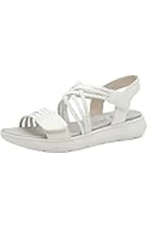 Jana Veganistische platte sandalen met klittenbandsluiting voor dames, wit/zilver, 37 EU, , 37 EU