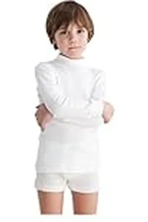 BABIDU Punt NOU Onderhemd voor kinderen, uniseks, halfronde kraag, halfwan, ondergoed voor jongens en meisjes, uniseks, 2 tot 16 jaar, katoenen en polyester, pluche stof, , 8 años