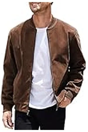 Coofandy Casual Varsity-jack voor heren, vintage, lichtgewicht, suède bomberjacks, , M