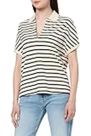 Tommy Hilfiger Dames LYOCELL OPEN-NK RELAXED POLO SS WW0WW44512, Wit, XXL, , XXL