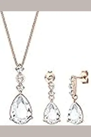 Elli Sieraden Set Dames druppels kostbare set oor hanger met kristallen in 925 sterling zilver