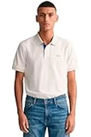 GANT REG Contrast Pique SS Rugger Poloshirt, Eggshell, standaard, , M