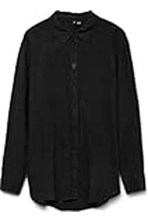 VERO MODA Dames Blouse Eenvoudige Ronde Hals Topje Ruimvallende Tuniek, Colour:Black, Size:XL