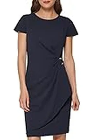 DKNY Damesjurk met korte mouwen en D-ring, Middernacht Marine, 8