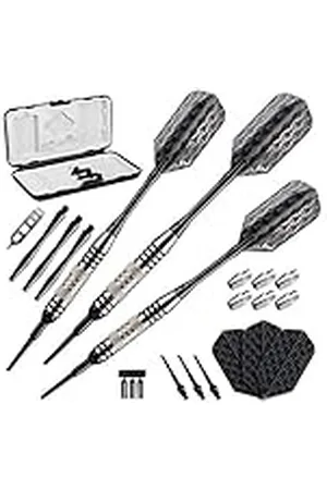 Viper Bobcat verstelbare zachte tip darts met opberging/reisetui: nikkel verzilverd, zwarte ringen, 16-19 gram
