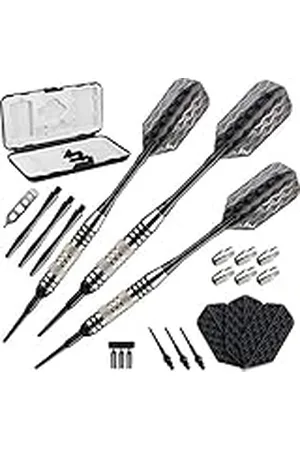 Viper Bobcat verstelbare zachte tip darts met opberging/reisetui: nikkel verzilverd, zwarte ringen, 16-18 gram