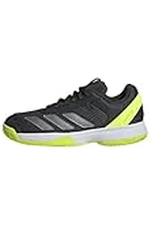 adidas Uniseks-Kind Courtflash Kids Tennis Shoes, Carbon/Iron Metallic/Lucid Lemon, 40 EU