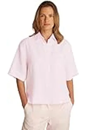 Tommy Hilfiger Dames ESS Linen Relaxed S/S Shirt WW0WW44720, , 38