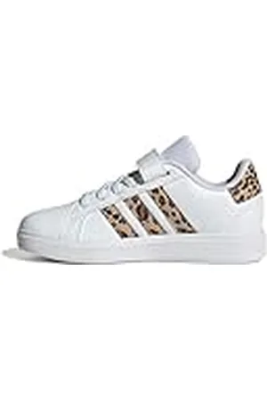 adidas Grand Court 2.0 El C Kinderschoenen, uniseks, Ftwr White Magic Beige Mat Goud, 35 EU