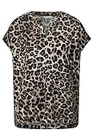 Street one LTD QR Shirtblouse w splitneckAOP Black 42, , 42
