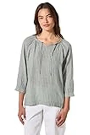 CECIL Linen_ Stripe Raglan Blouse Chambray Balmy Khaki XXL, , XXL