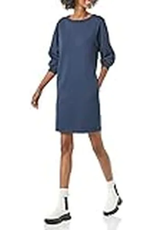 Amazon Dames fleece blouse mouw ronde hals sweatshirt jurk (verkrijgbaar in grote maten), marineblauw, medium