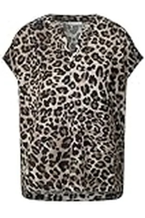Street one LTD QR Shirtblouse w splitneckAOP Black 46, , 46