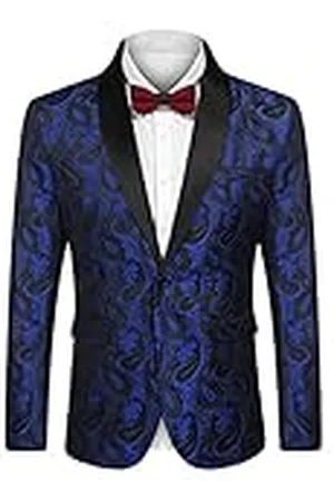 Coofandy Heren Bloemen Tuxedo Diner Jas Regular Fit Sjaal Revers Paisley Prom Party Suit Jassen, , M