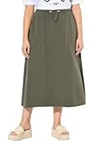 Ulla Popken Grote maten grote maten plus size sweat-midirok, smokband, A-lijn, zakken, , 50/52 cm