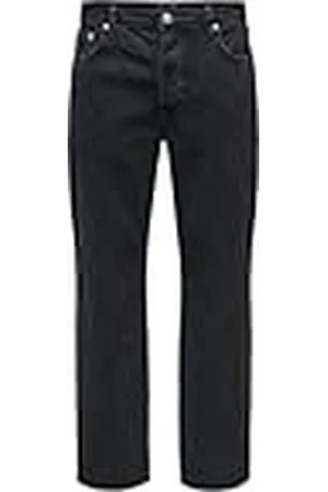 Only & Sons Herren Loose Fit Jeans mit Knopfleiste Schwarz Denim Hose, Colour:Black, Size:31W / 34L, Beenlengte:L34