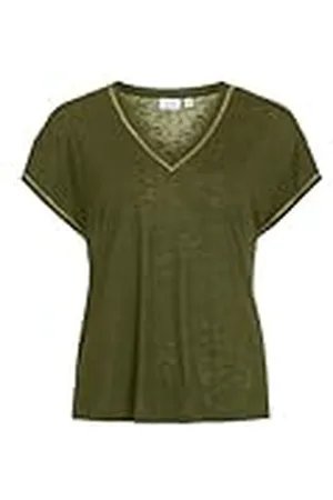 VILA Vinoel V-hals S/S Stitch Detail Top, , S