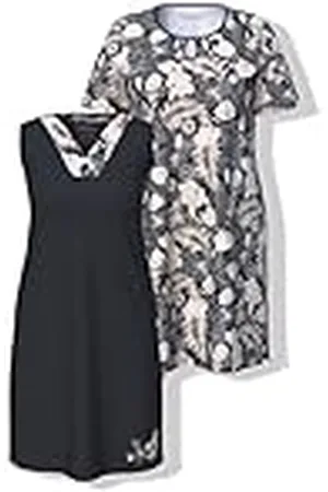Ulla Popken Dames 2 stuks Bigshirts, Palmes Spring, , 50-52, , 50-52