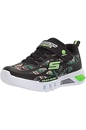 Skechers FLEX-GLOW Sneakers voor jongens, Zwart Synthetisch Textiel Zwart Lime Trim, 3 UK