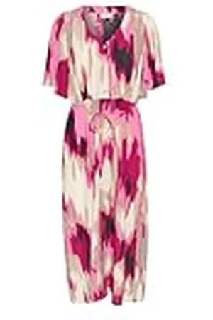 Kaffe Maxi-jurk met V-hals voor dames, trekkoord, taille, halve mouwen, casual pasvorm, , 36
